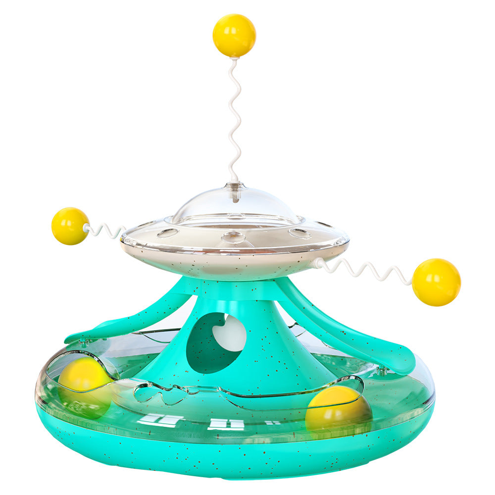 KFX-0781885 Interactive Cat Tumbler Track Toy with Food Dispensing and Trackball Features