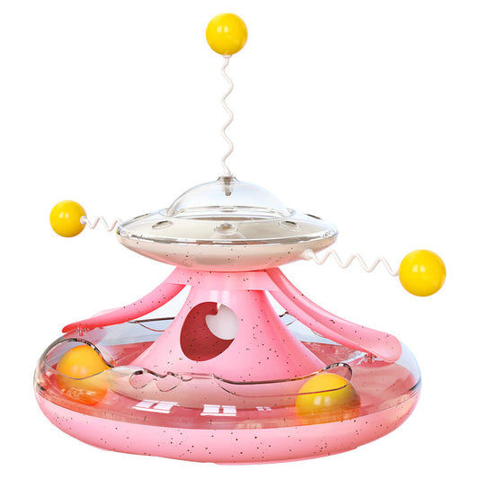 KFX-0781885 Interactive Cat Tumbler Track Toy with Food Dispensing and Trackball Features
