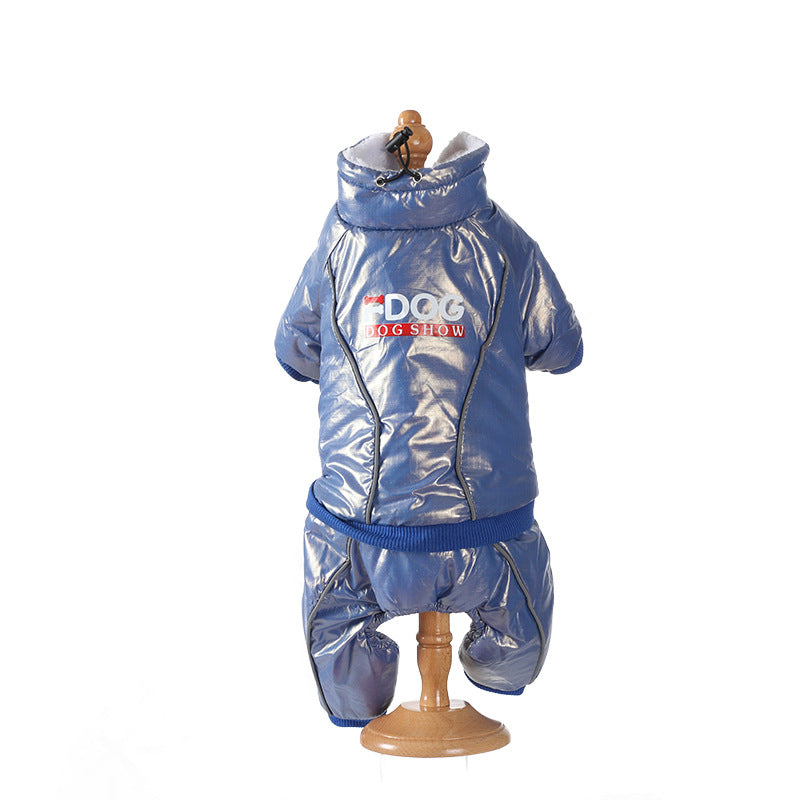 KFX-0782269 Windproof Down Jacket for Dogs - Cozy Cotton Hooded Coat in Blue, Black, Orange, Sizes S to XXL