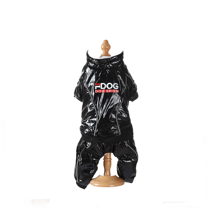 KFX-0782269 Windproof Down Jacket for Dogs - Cozy Cotton Hooded Coat in Blue, Black, Orange, Sizes S to XXL