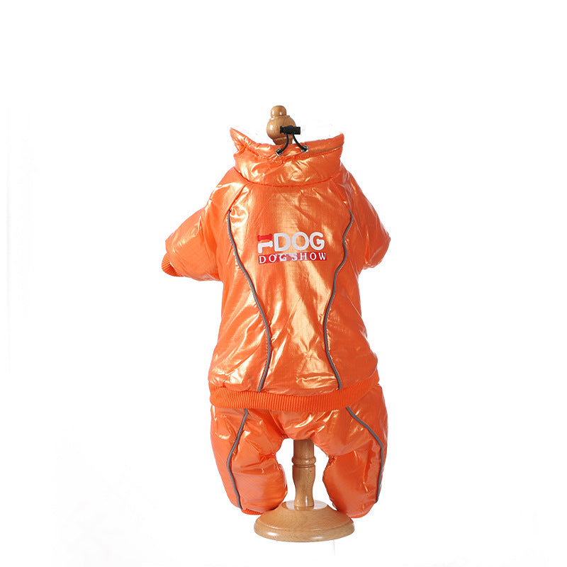 KFX-0782269 Windproof Down Jacket for Dogs - Cozy Cotton Hooded Coat in Blue, Black, Orange, Sizes S to XXL