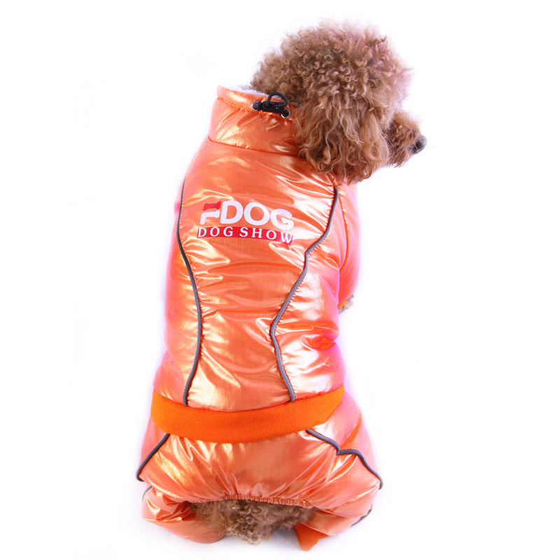 KFX-0782269 Windproof Down Jacket for Dogs - Cozy Cotton Hooded Coat in Blue, Black, Orange, Sizes S to XXL