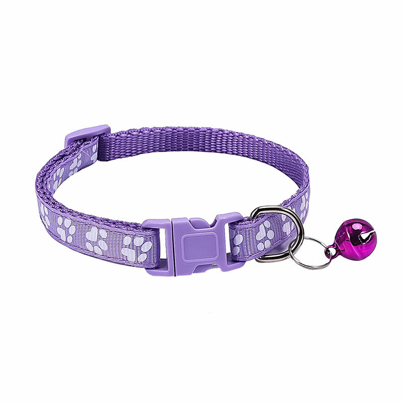 KFX-0783677 Dog Footprint Applique Collar with Bell in Various Colors