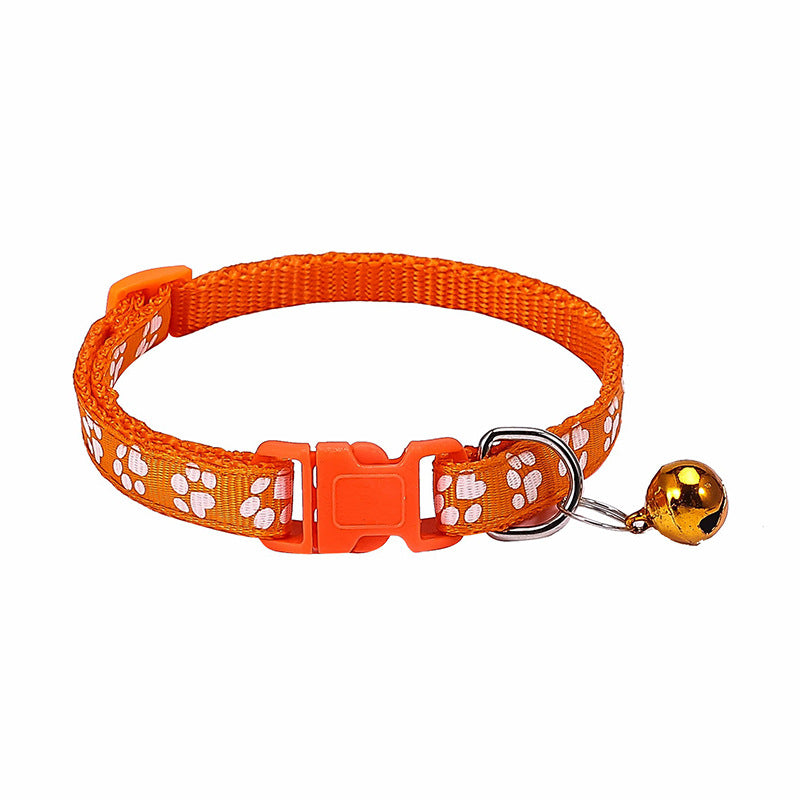 KFX-0783677 Dog Footprint Applique Collar with Bell in Various Colors