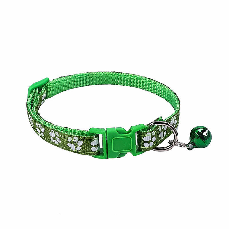 KFX-0783677 Dog Footprint Applique Collar with Bell in Various Colors