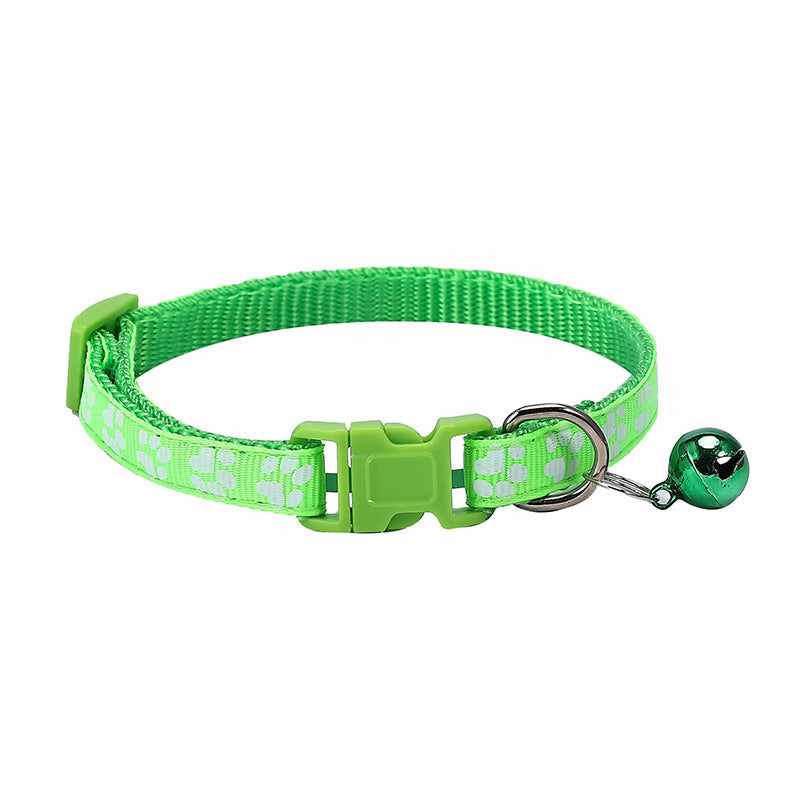 KFX-0783677 Dog Footprint Applique Collar with Bell in Various Colors