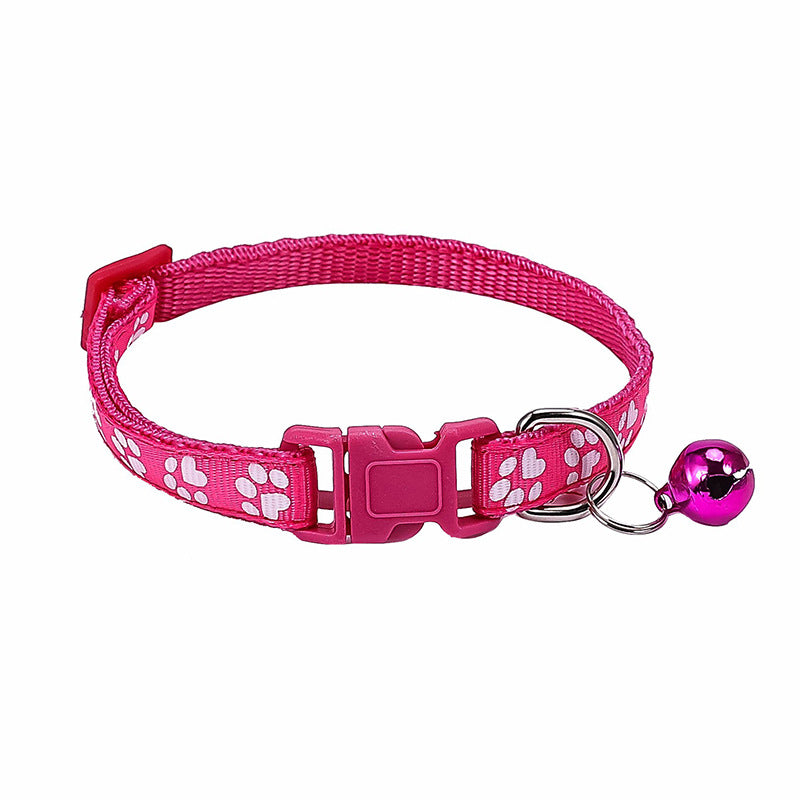 KFX-0783677 Dog Footprint Applique Collar with Bell in Various Colors