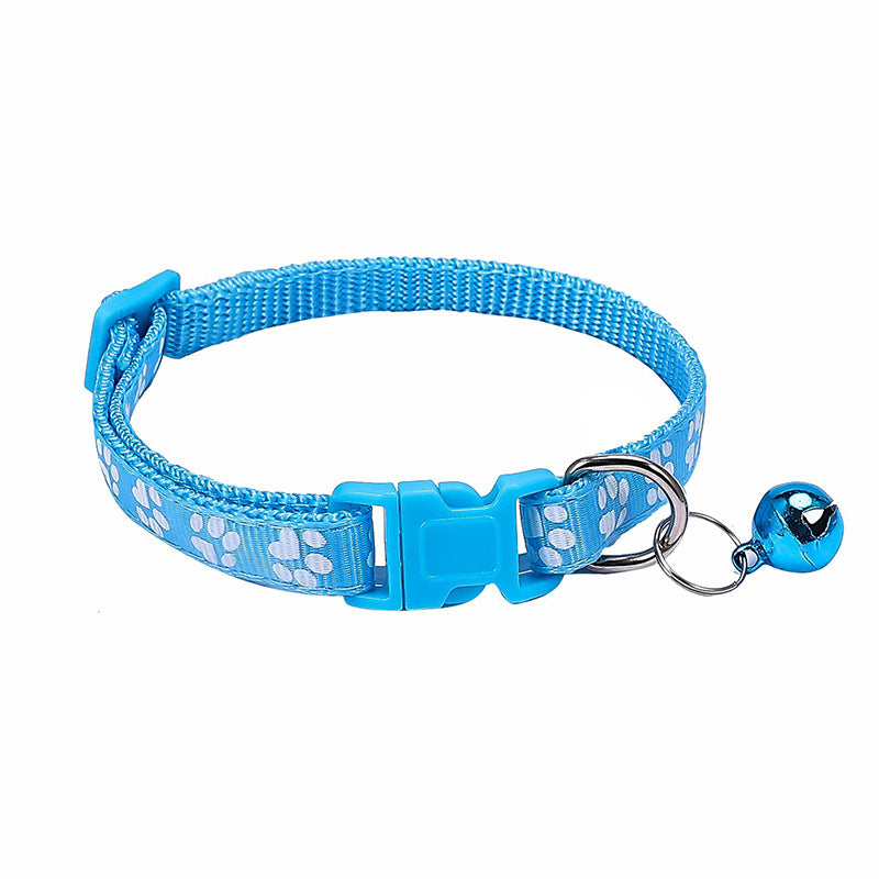 KFX-0783677 Dog Footprint Applique Collar with Bell in Various Colors