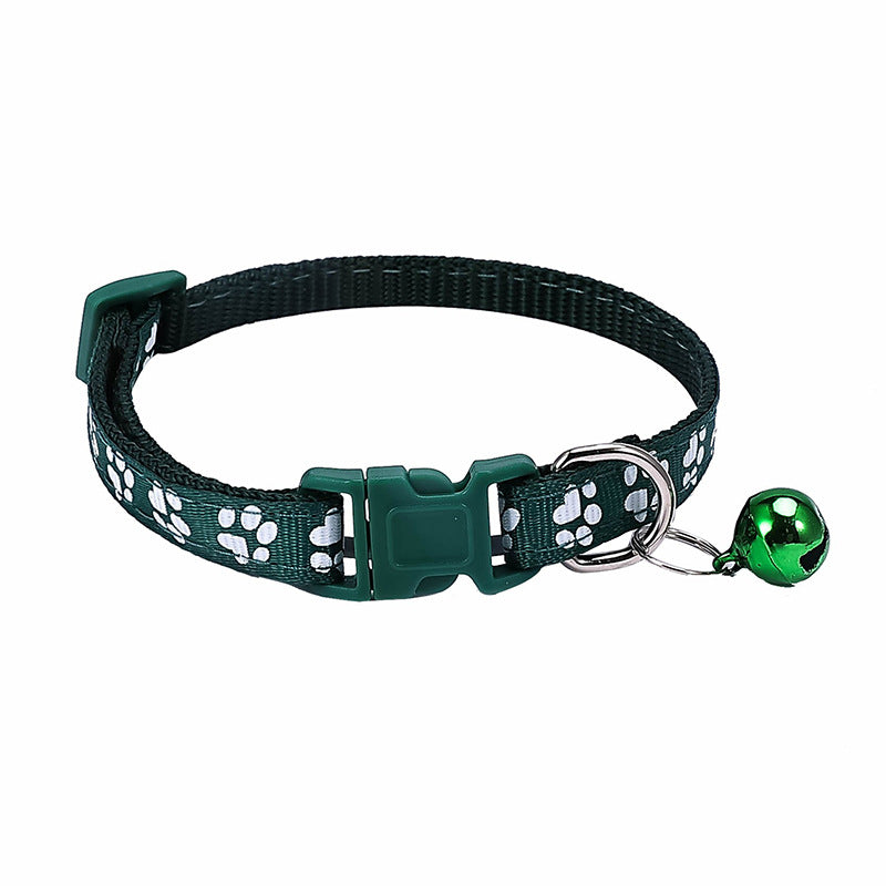 KFX-0783677 Dog Footprint Applique Collar with Bell in Various Colors