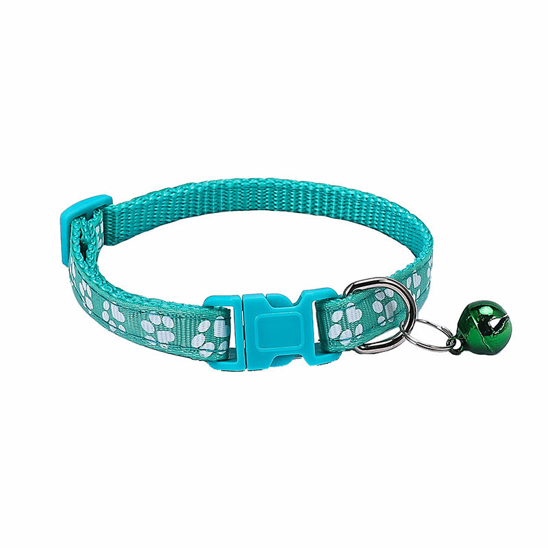KFX-0783677 Dog Footprint Applique Collar with Bell in Various Colors