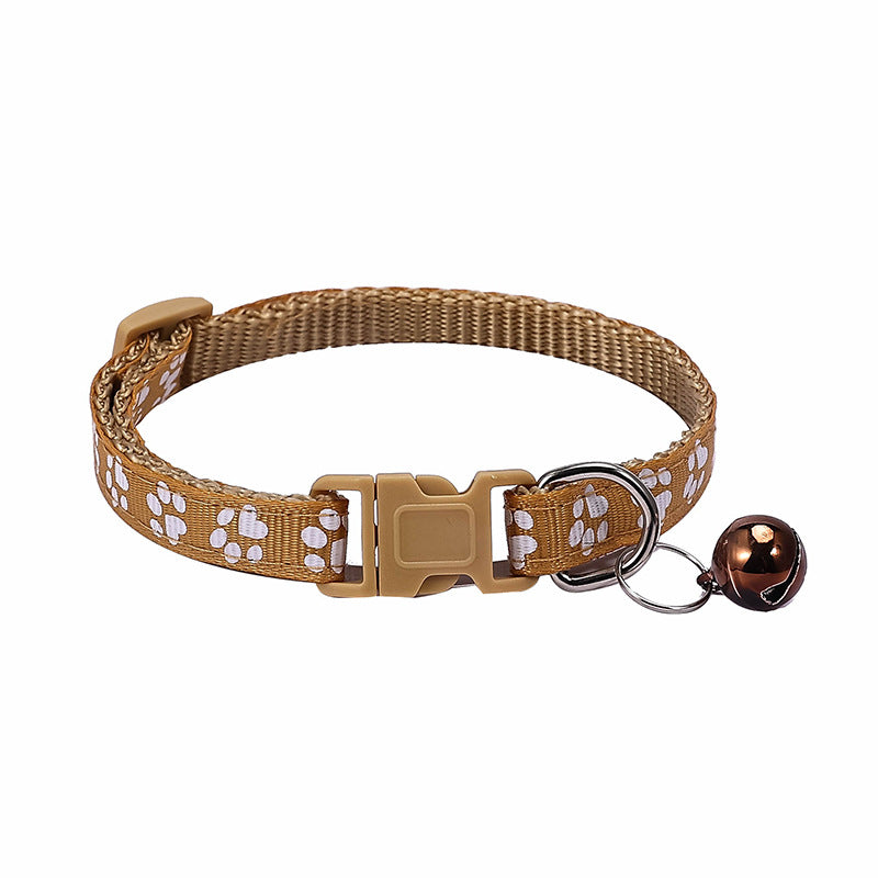 KFX-0783677 Dog Footprint Applique Collar with Bell in Various Colors