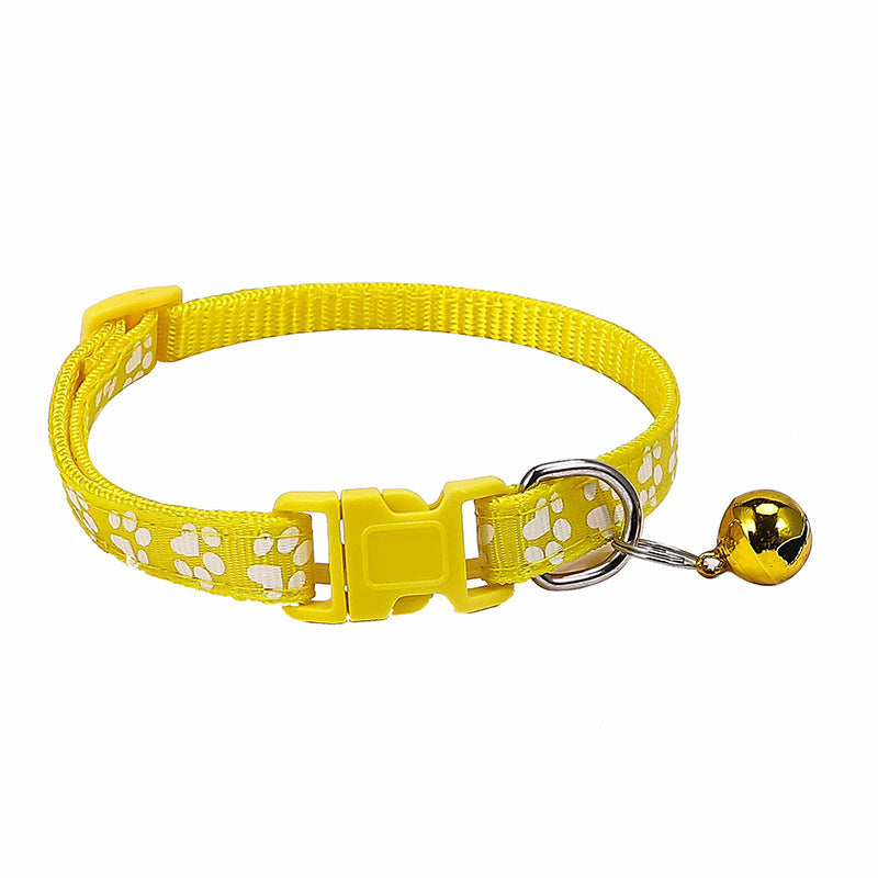 KFX-0783677 Dog Footprint Applique Collar with Bell in Various Colors