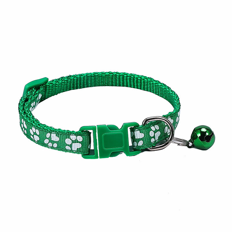 KFX-0783677 Dog Footprint Applique Collar with Bell in Various Colors