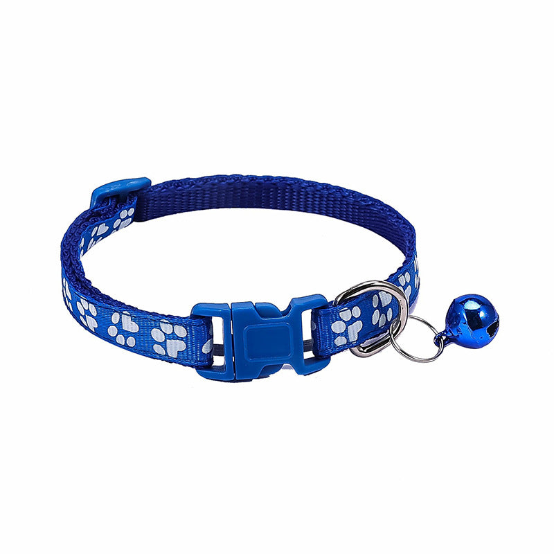 KFX-0783677 Dog Footprint Applique Collar with Bell in Various Colors
