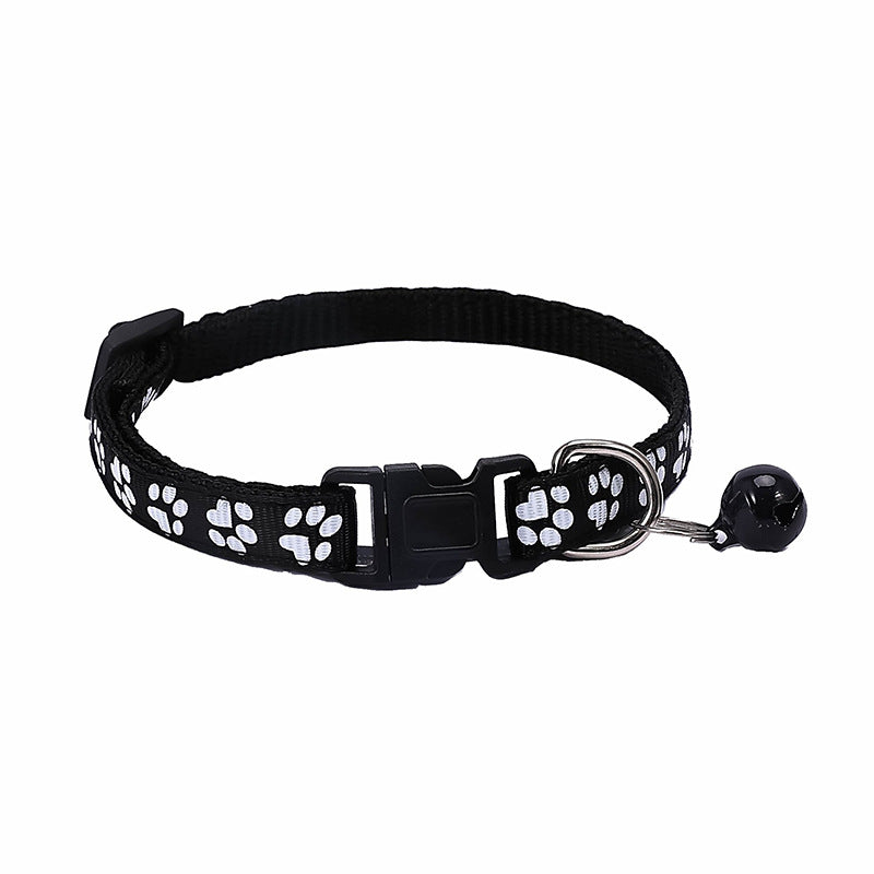 KFX-0783677 Dog Footprint Applique Collar with Bell in Various Colors