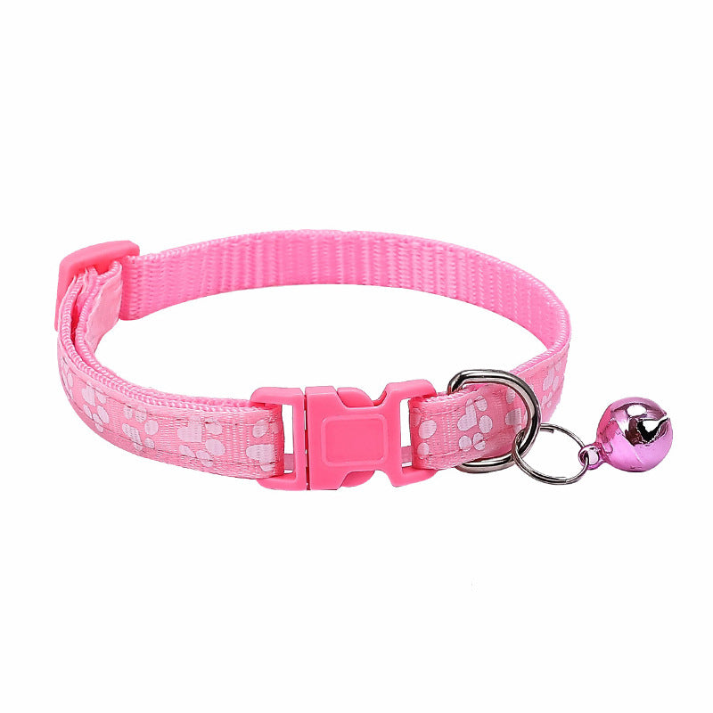 KFX-0783677 Dog Footprint Applique Collar with Bell in Various Colors