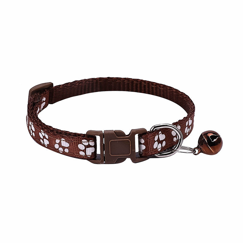 KFX-0783677 Dog Footprint Applique Collar with Bell in Various Colors