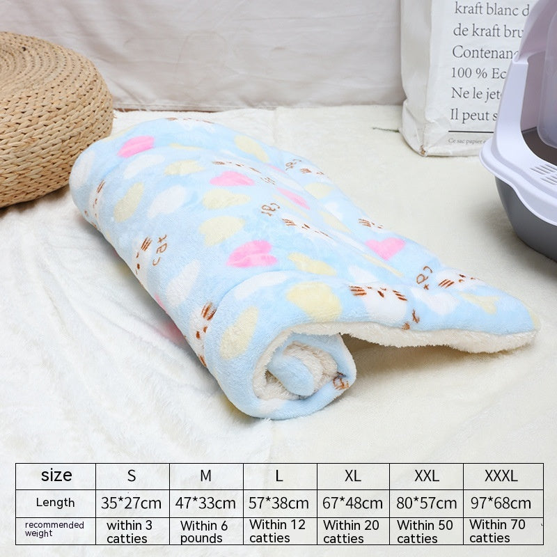 KFX-0785725 Flannel Winter Pet Mat Cat Nest - Cozy Multi-Color Cat Pad for Dogs and Cats