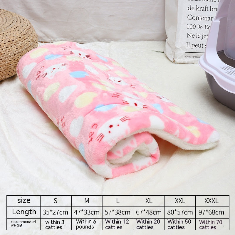 KFX-0785725 Flannel Winter Pet Mat Cat Nest - Cozy Multi-Color Cat Pad for Dogs and Cats