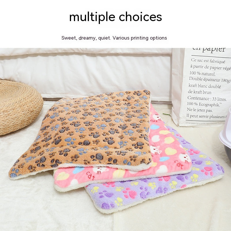 KFX-0785725 Flannel Winter Pet Mat Cat Nest - Cozy Multi-Color Cat Pad for Dogs and Cats