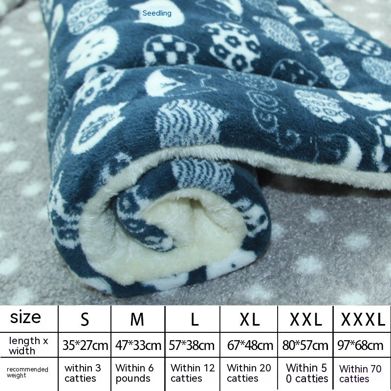 KFX-0785725 Flannel Winter Pet Mat Cat Nest - Cozy Multi-Color Cat Pad for Dogs and Cats