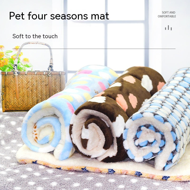 KFX-0785725 Flannel Winter Pet Mat Cat Nest - Cozy Multi-Color Cat Pad for Dogs and Cats