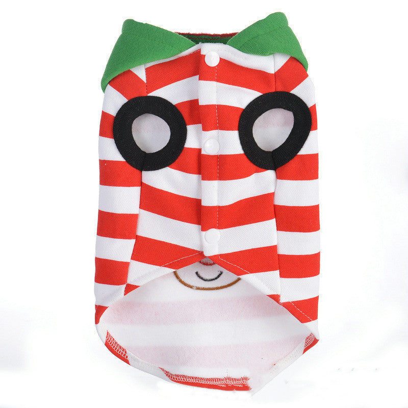 KFX-0785853 Christmas Elk Hooded Dog Jacket - Cozy Striped Design for Holiday Cheer