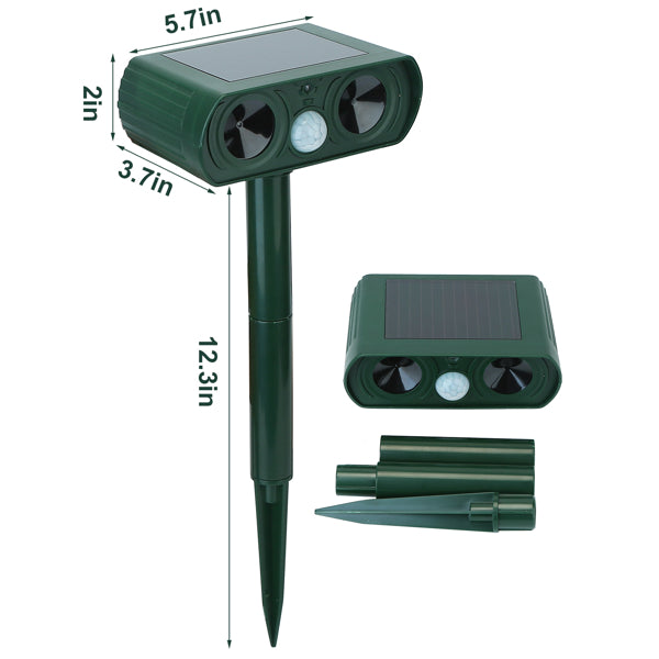 KFX-0786493 Solar-Powered Ultrasonic Animal Repellent with Motion Sensor, IPX4 Waterproof, Effective for Gardens and Farms