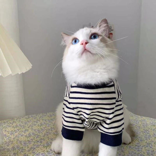 KFX-0786749 Cozy Winter Stripe Vest for Small Pets - Cotton Sweater for Cats and Dogs