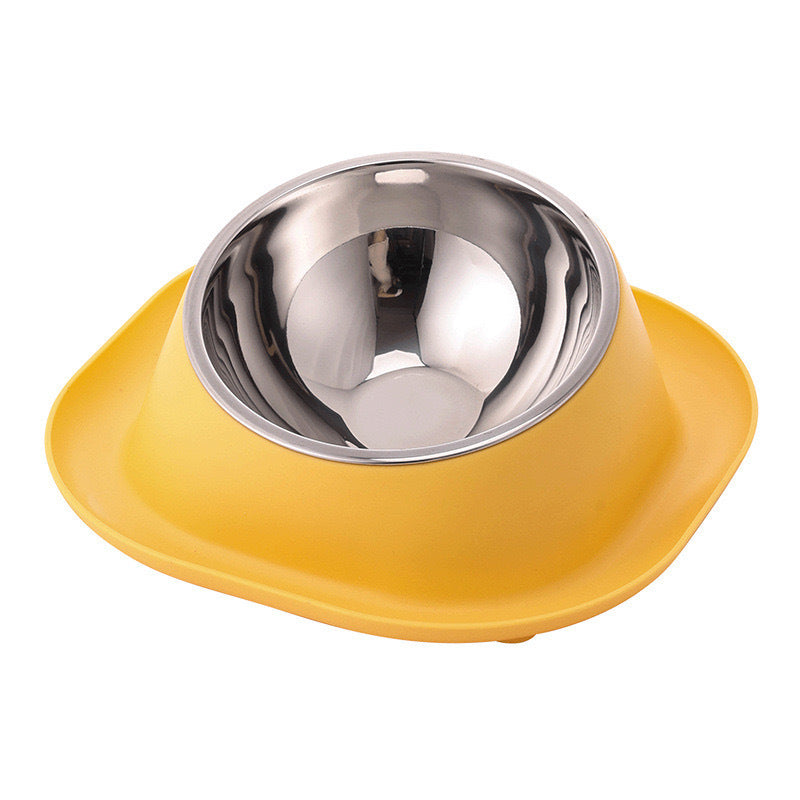 KFX-0787645 Stainless Steel Anti-Tip Cat Bowl with Oblique Mouth for Leak-Proof Feeding