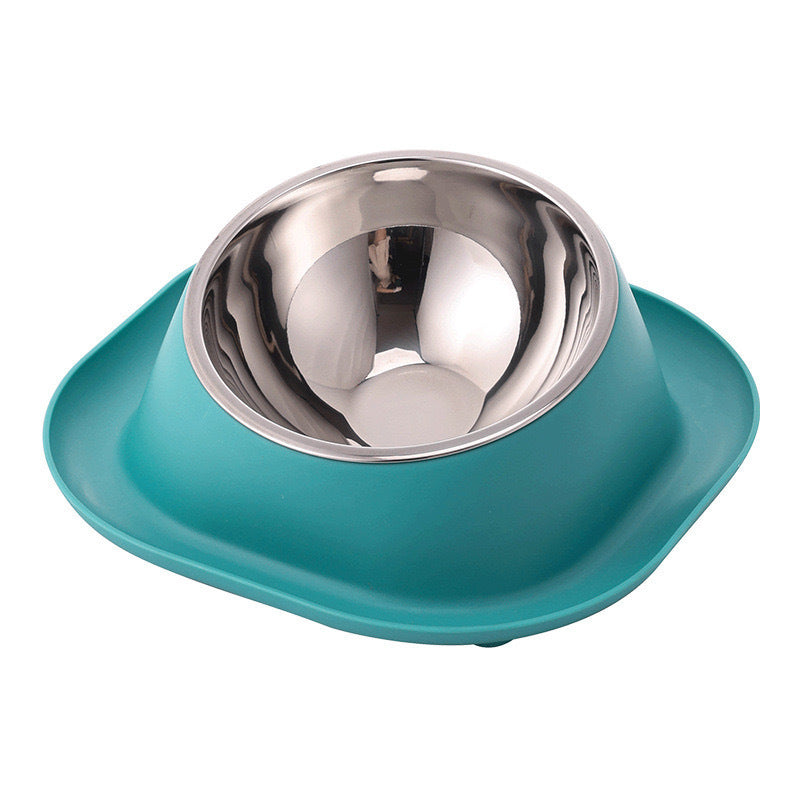 KFX-0787645 Stainless Steel Anti-Tip Cat Bowl with Oblique Mouth for Leak-Proof Feeding