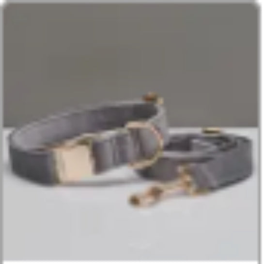 KFX-0789437 Multiple Color Velvet Dog Collar and Leash Set with Bow Tie