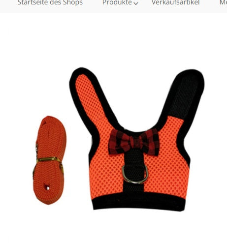 KFX-0790717 Breathable Mesh Chest Harness with Traction Rope for Rabbits – Adjustable and Comfortable