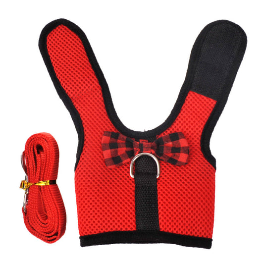 KFX-0790717 Breathable Mesh Chest Harness with Traction Rope for Rabbits – Adjustable and Comfortable