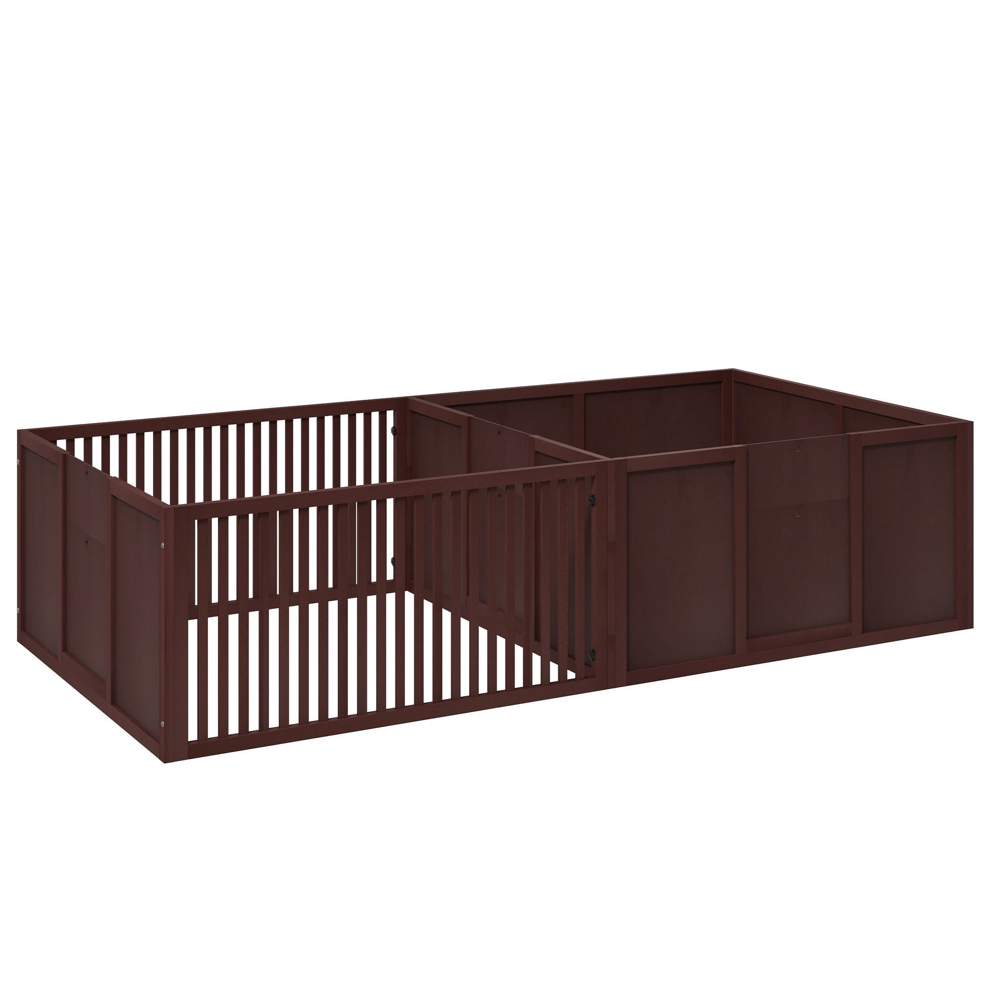 KFX-0792893 Comfortable Whelping Box for Dogs with Removable Doors, Indoor Puppy Playpen, 81" x 39" x 20", Coffee Brown