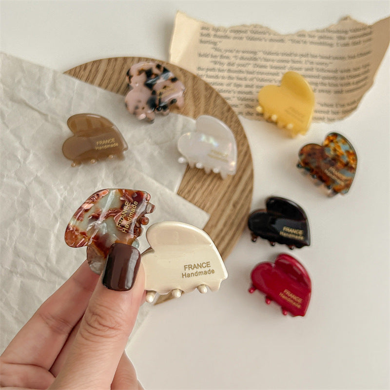 KFX-0793277 Elegant Acetate Love Heart Small Jaw Hairpin Clips in Various Colors