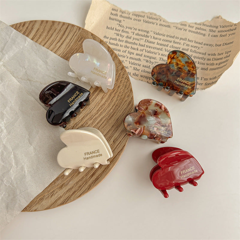 KFX-0793277 Elegant Acetate Love Heart Small Jaw Hairpin Clips in Various Colors