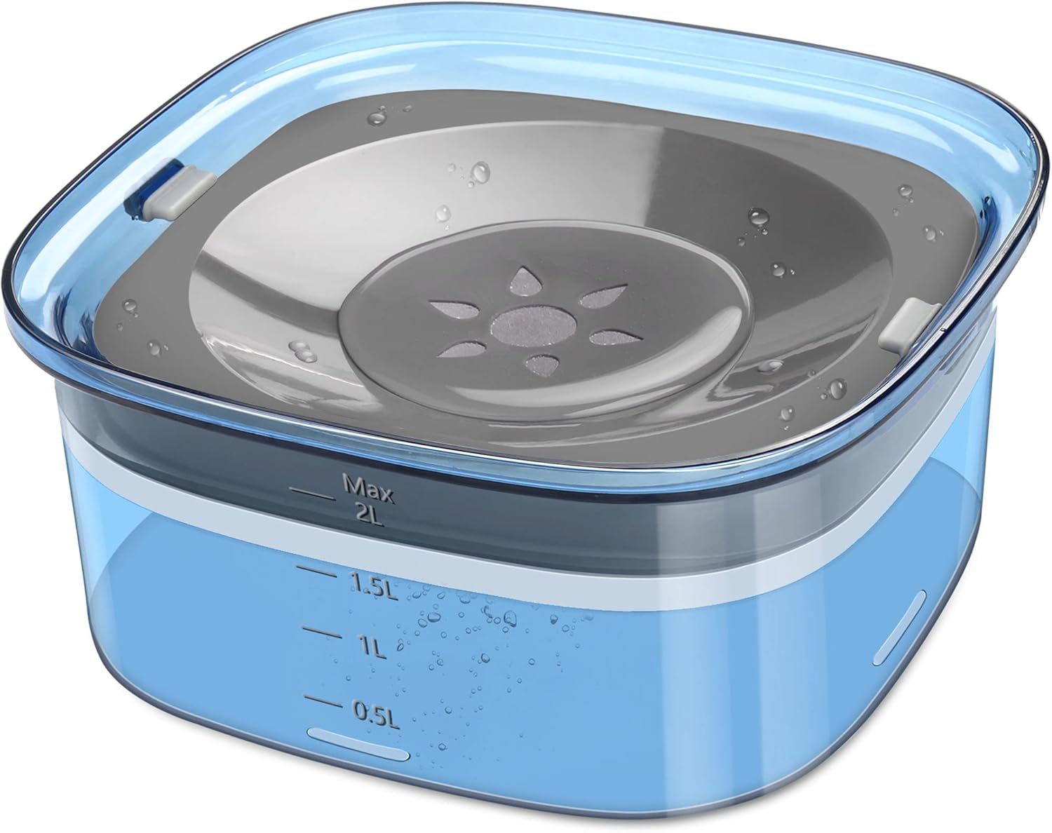 KFX-0794685 Large Capacity Spill Proof Dog Water Bowl with Slow Feeder Design and Anti-Spill Features - 2L, Multiple Colors Available