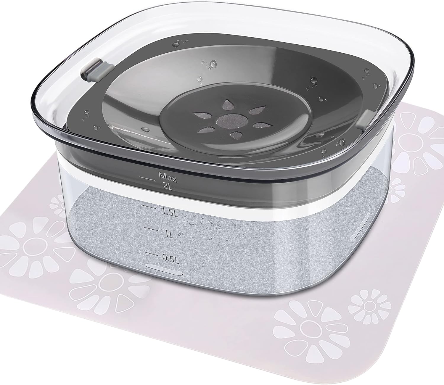 KFX-0794685 Large Capacity Spill Proof Dog Water Bowl with Slow Feeder Design and Anti-Spill Features - 2L, Multiple Colors Available