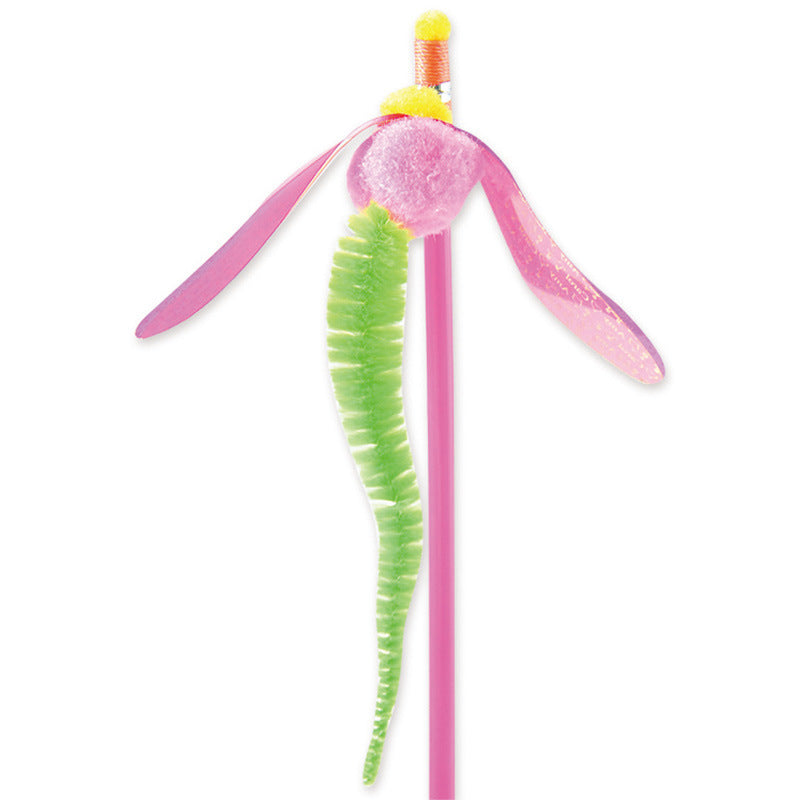 KFX-0798013 Cat Feather Sequins Ticker Stick - 45 cm Plush Ball Toy