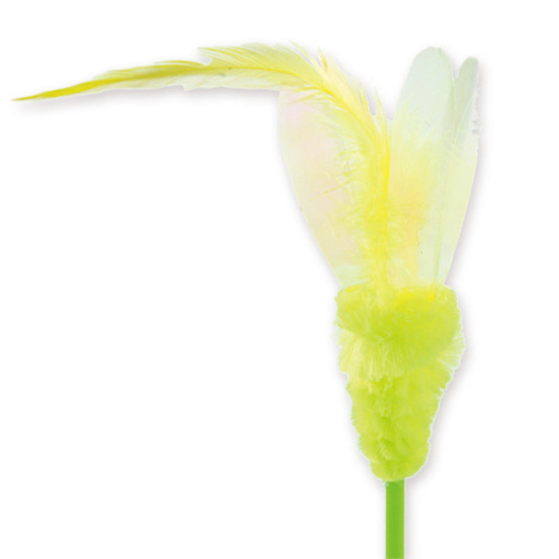 KFX-0798013 Cat Feather Sequins Ticker Stick - 45 cm Plush Ball Toy