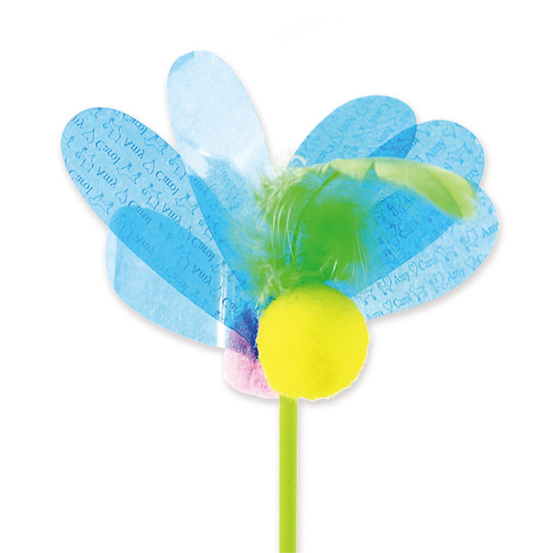 KFX-0798013 Cat Feather Sequins Ticker Stick - 45 cm Plush Ball Toy