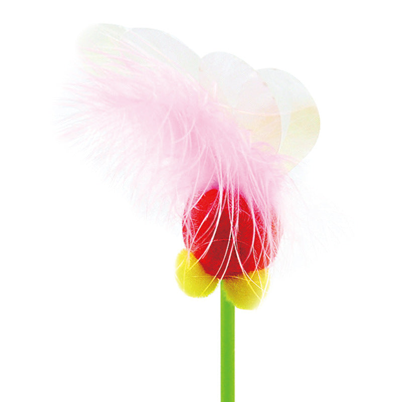 KFX-0798013 Cat Feather Sequins Ticker Stick - 45 cm Plush Ball Toy