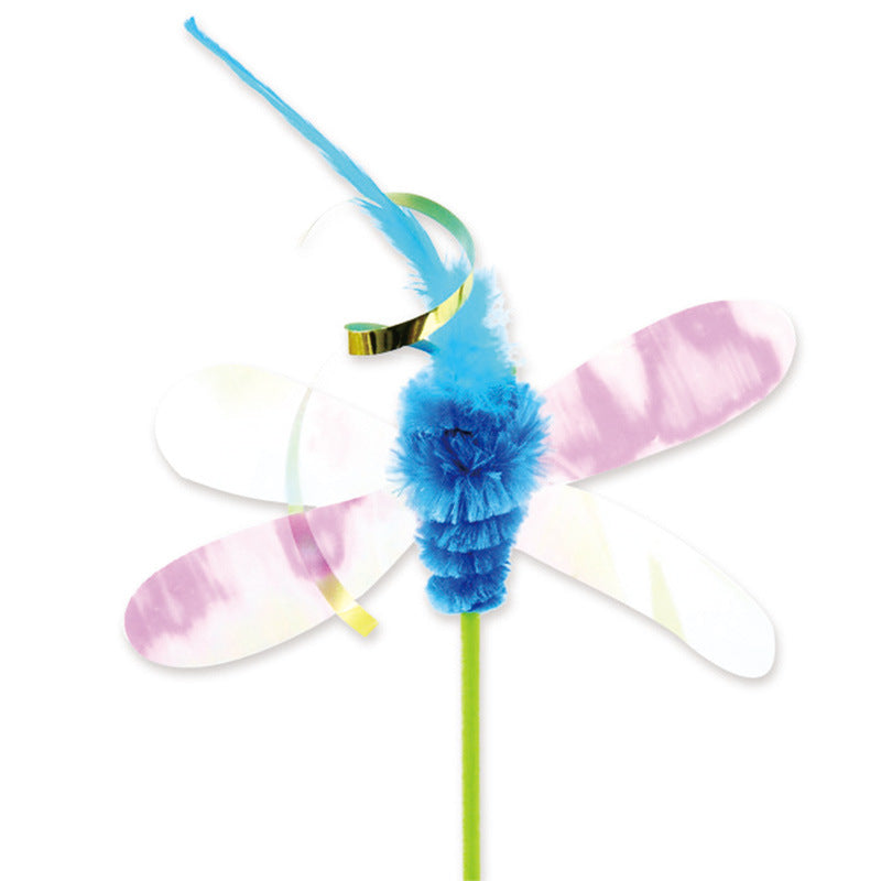 KFX-0798013 Cat Feather Sequins Ticker Stick - 45 cm Plush Ball Toy