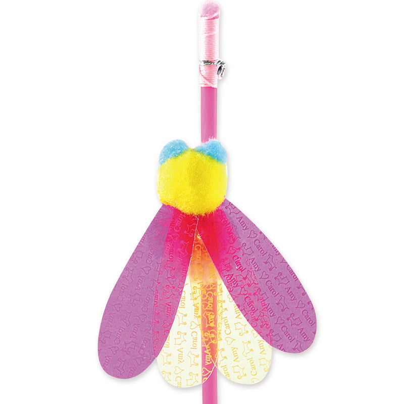 KFX-0798013 Cat Feather Sequins Ticker Stick - 45 cm Plush Ball Toy
