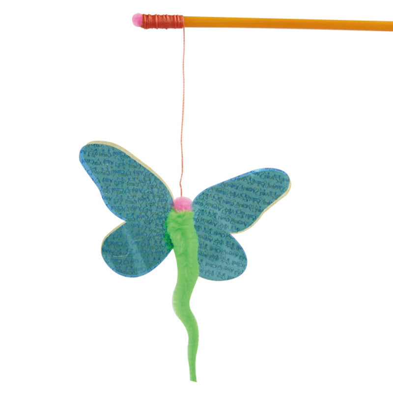 KFX-0798013 Cat Feather Sequins Ticker Stick - 45 cm Plush Ball Toy