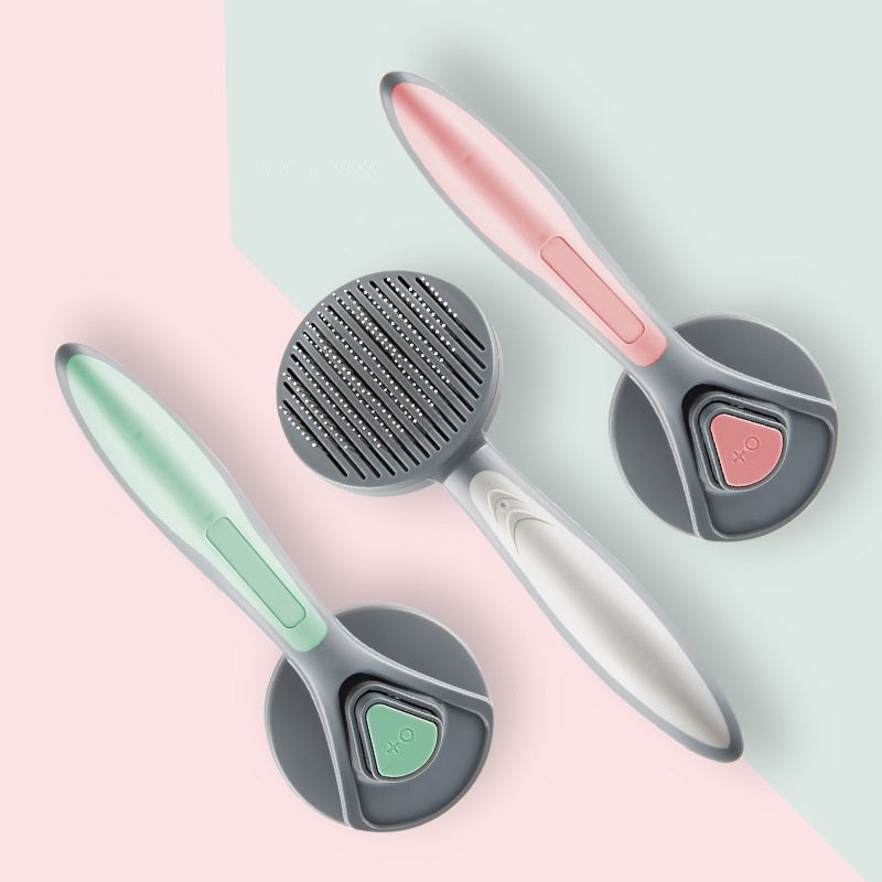 KFX-0798781 Cat and Dog Petting Massage Hair Removal Comb in Pink, Green and Gray