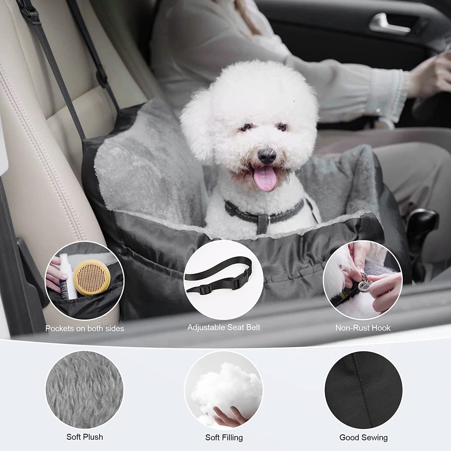 KFX-0799421 Deluxe Pet Car Dog Travel Seat - Soft Cloth, Multiple Colors, 55*50*35cm