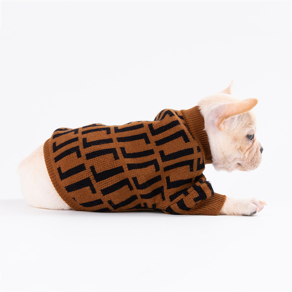 KFX-0800957 Fashion Dog Sweater Coat in Wool - Leisure Style, Double F Design, Available in Multiple Sizes