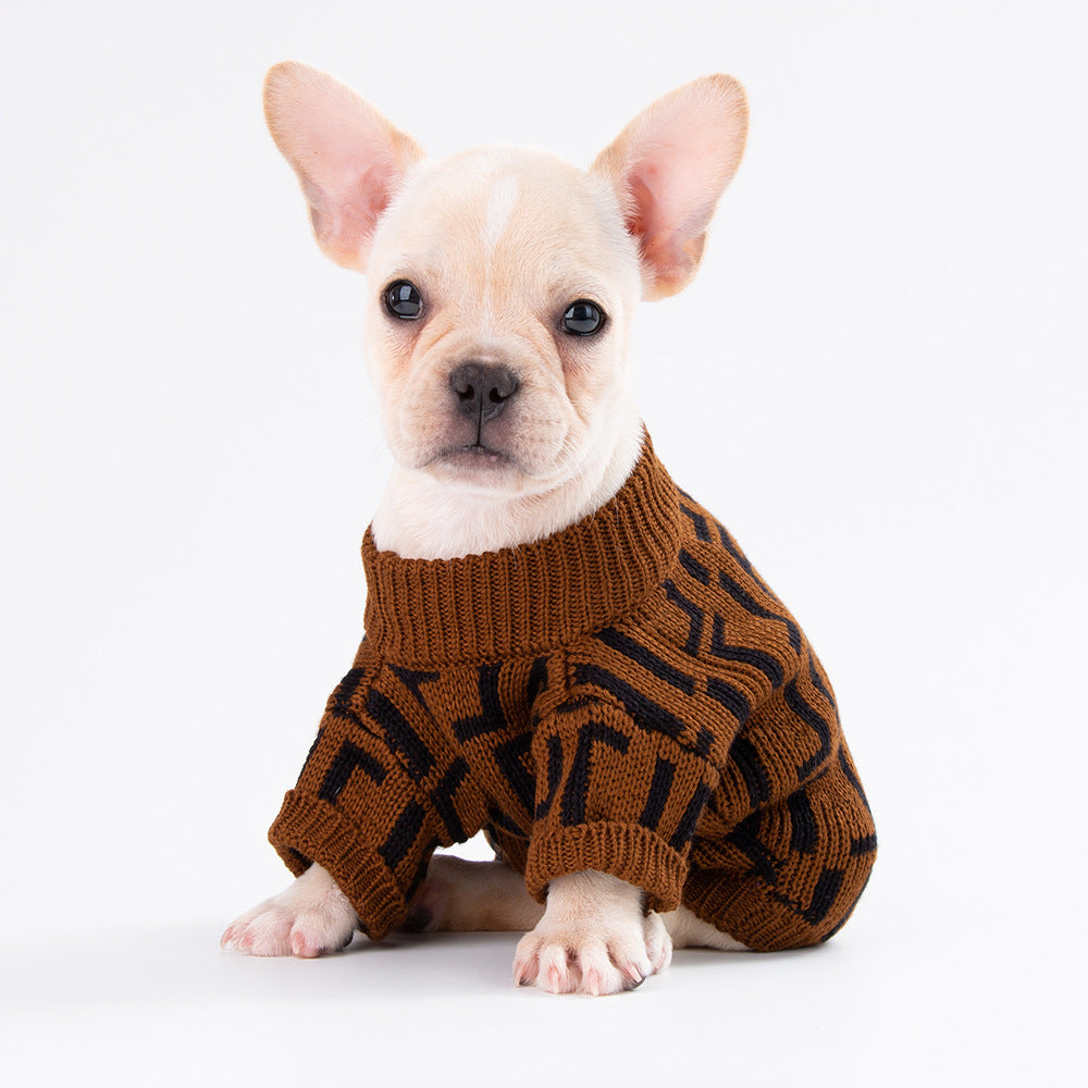 KFX-0800957 Fashion Dog Sweater Coat in Wool - Leisure Style, Double F Design, Available in Multiple Sizes